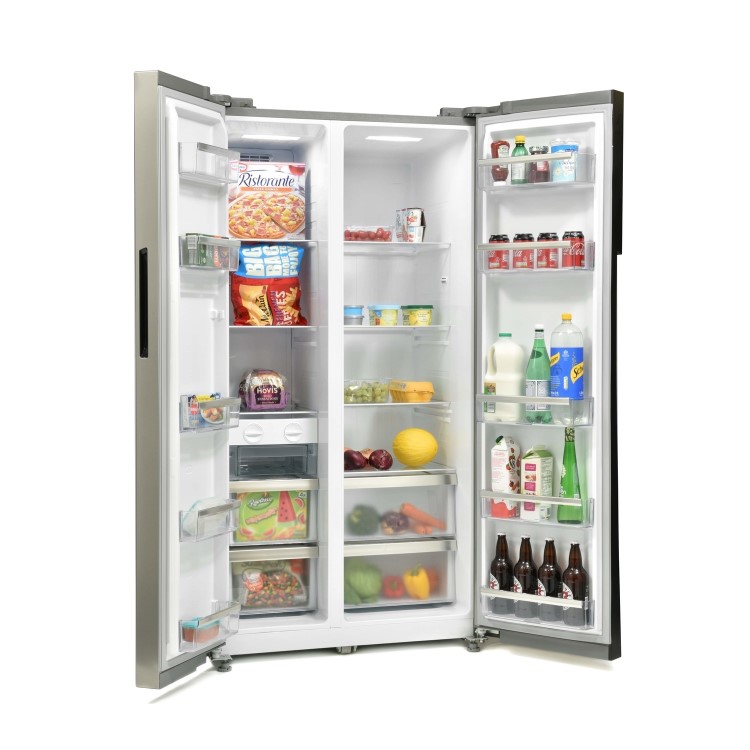 GRADE A2 - Montpellier CSBYS500BX 510 Litre American Style Fridge Freezer Frost Free 2 Door 90cm Wide - Inox