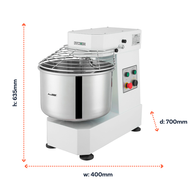 Hamoki Italian Style Twin Speed Spiral Dough Mixer - 20 Ltr, 15kg
