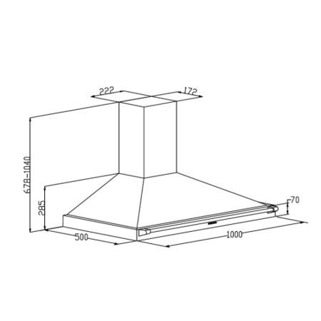 Stoves S1000 Richmond 100cm Wide Chimney Cooker Hood With Rail Black
