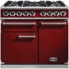 Falcon 98500 1000 Deluxe Dual Fuel Range Cooker - Cherry Red - Gloss Pan Stands