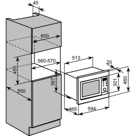 GRADE A1 - As new but box opened - Baumatic BMC253SS 25 Litre Built-in Combi Microwave Stainless Steel