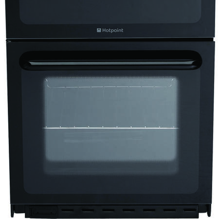 GRADE A2 - Light cosmetic damage - Hotpoint HAG51K 50cm Twin Cavity Gas Cooker Black