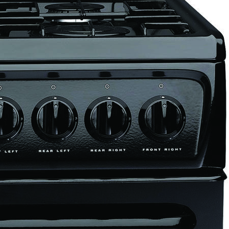 GRADE A2 - Light cosmetic damage - Hotpoint HAG51K 50cm Twin Cavity Gas Cooker Black