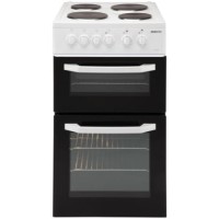 Beko BD531AW 50cm Double Cavity Electric Cooker With Solid Plate Hob - White