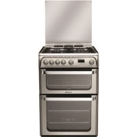 GRADE A2 - Light cosmetic damage - Hotpoint HUG61X Ultima 60cm Double Oven Gas Cooker - Stainless Steel