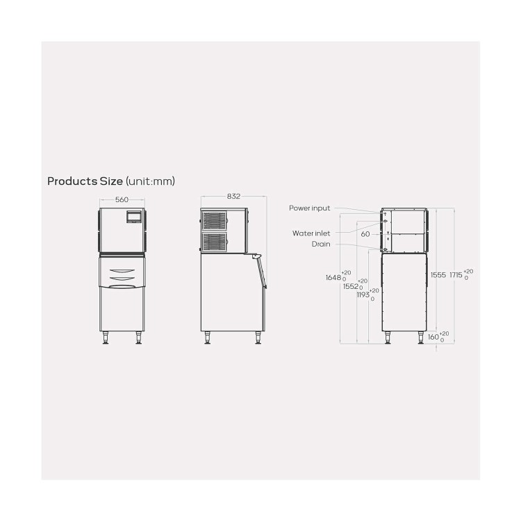 Hamoki HAM-191K High Performance Modular Ice Machine – Produces 191kg in 24hrs. Massive 125kg Capacity Storage Bin