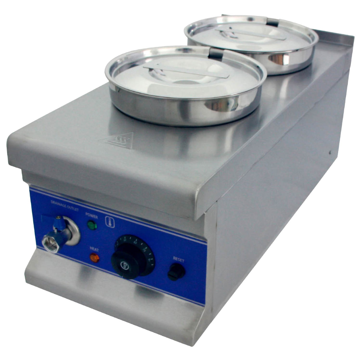 BM 2x4 2 Round Pot Bain Marie Drain Tap 2 x 4 Ltr