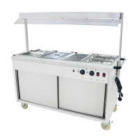 Hamoki DC-4W Mobile Bain Marie Servery - Food Warmer Cart With Heated Gantry 4 x 1/1 GN Size 13 amp