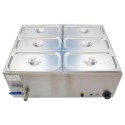 291008 Hamoki BM-V4 6 x 1/3 GN Wet Heat Bain Marie With Lids Drain Tap 150mm Deep