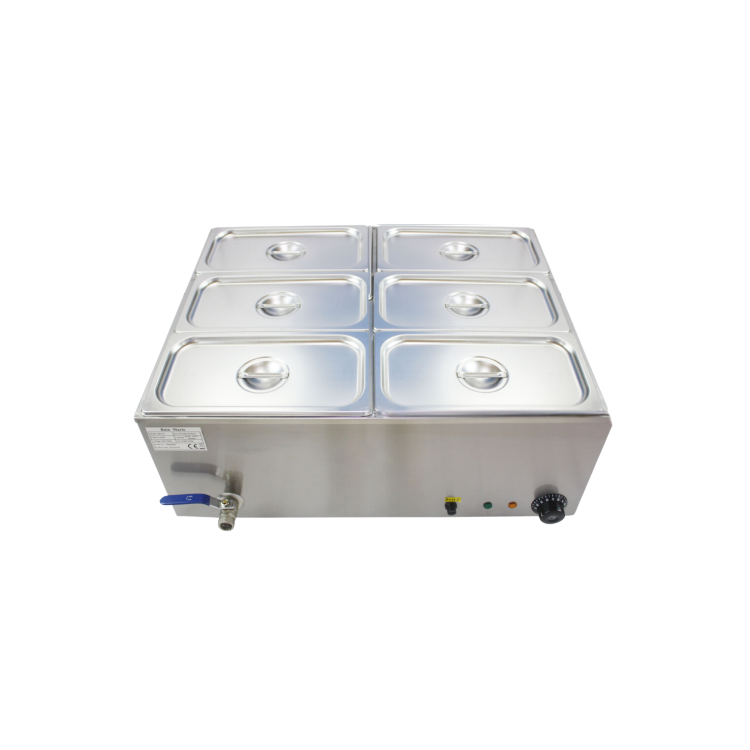 Hamoki BM-V4 Bain Marie With 6 x 1/3 GN Pan & Lids 150mm Deep Wet Heat 13 Amp