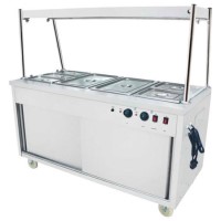 Hamoki DC-4WG Bain Marie Servery - Food Warmer Cart With Top Heated Gantry and Side Glass 4 x 1/1 GN Size 13 amp