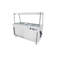 Hamoki DC-4WG Bain Marie Servery - Food Warmer Cart With Top Heated Gantry and Side Glass 4 x 1/1 GN Size 13 amp