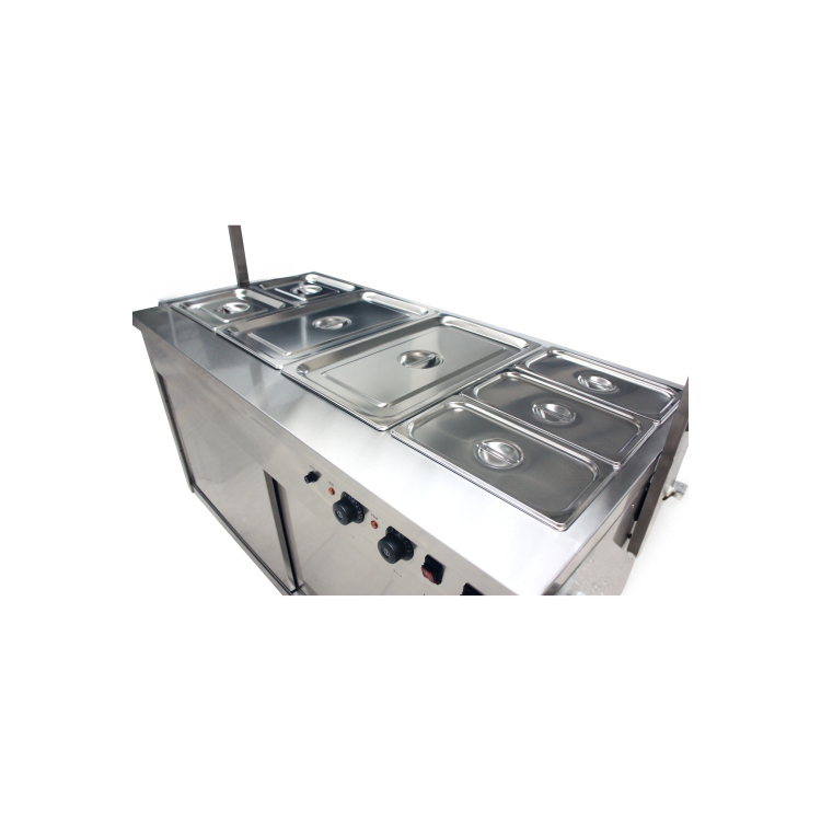 Hamoki DC-4WG Bain Marie Servery - Food Warmer Cart With Top Heated Gantry and Side Glass 4 x 1/1 GN Size 13 amp