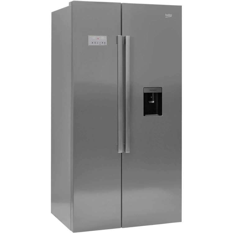 GRADE A1 - Beko ASD241X Stainless Steel Side By Side Fridge Freezer With Non-plumbed Water Dispenser