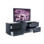 London Black Gloss Factory Assembled Packed TV Cabinet 1500x500x420mm 4 Drawers Plus Centre Cupboard