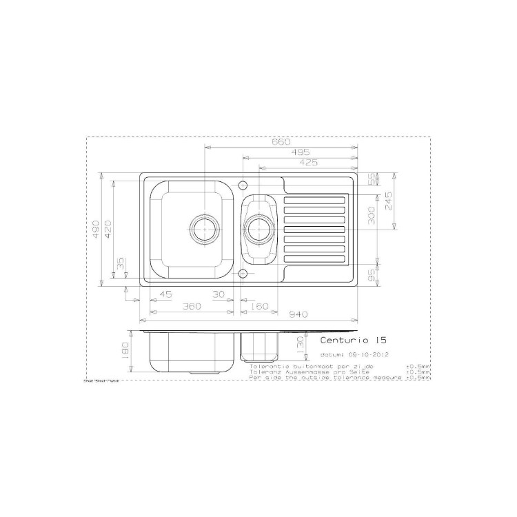 Reginox CENTURIO-R15 1.5 Bowl Reversible Stainless Steel Sink