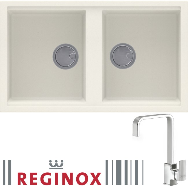 Reginox BEST450 2 Bowl Cream Regi-Granite Composite Sink & Astoria Chrome Tap Pack