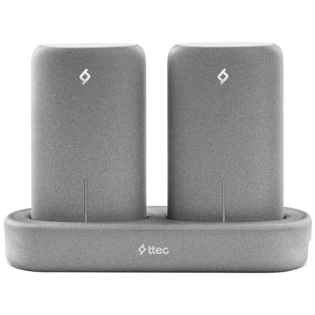 ttec PowerStones Trio Powerbank Set - 2 x 5000mAh - Grey w/Charging Dock