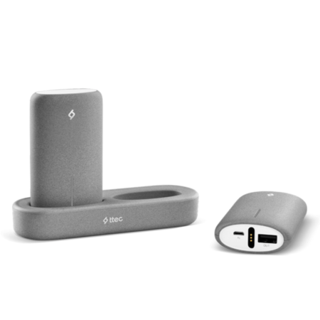 ttec PowerStones Trio Powerbank Set - 2 x 5000mAh - Grey w/Charging Dock