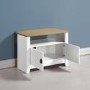 Ludlow Small White TV Stand with Oak Effect Top & Storage - TV's up to 30"
