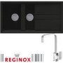 Reginox BEST475B/ASTORIA BEST475 Reversible 1.5 Bowl Black Regi-Granite Composite Sink & Astoria Chrome Tap Pack