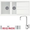 Reginox BEST475W/ASTORIA BEST475 Reversible 1.5 Bowl White Regi-Granite Composite Sink &amp; Astoria Chrome Tap Pack