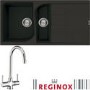 Reginox EGO475 Reversible 1.5 Bowl Black Regi-Granite Composite Sink & Thames Chrome Tap Pack