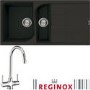 Reginox EGO475 Reversible 1.5 Bowl Black Regi-Granite Composite Sink & Thames Chrome Tap Pack