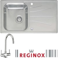 Reginox Diplomat 10 Reversible 1 Bowl Stainless Steel Sink & Thames Chrome Tap Pack
