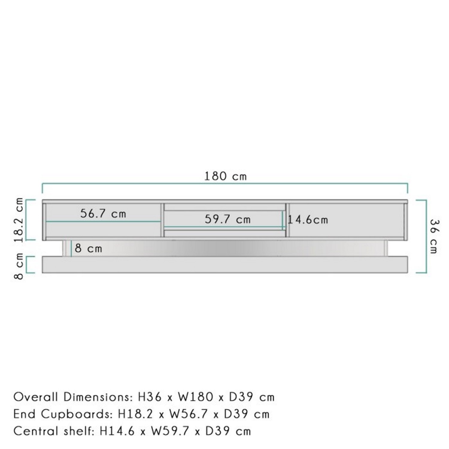 Large White Gloss TV Unit with LED Lighting TV's up to 70" Evoque