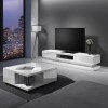 Grade A1 - Evoque Large White High Gloss TV Unit with LED Lighting - TV&#39;s up to 70&quot;