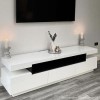 Wide White Gloss TV Stand with Storage - TV&#39;s up to 83&quot; - Harlow