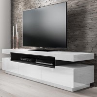 Wide White Gloss TV Stand with Storage - TV's up to 83" - Harlow