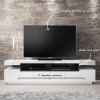 Wide White Gloss TV Stand with Storage - TV&#39;s up to 83&quot; - Harlow