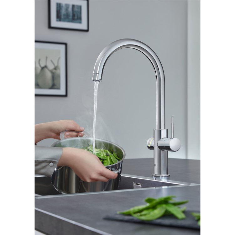 Grohe Red Duo Chrome Instant Boiling Water Tap with M Size Boiler 