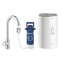 Grohe Chrome Grohe Red Mono Instant Boiling Water Tap Single Lever with M Size Boiler in Chrome