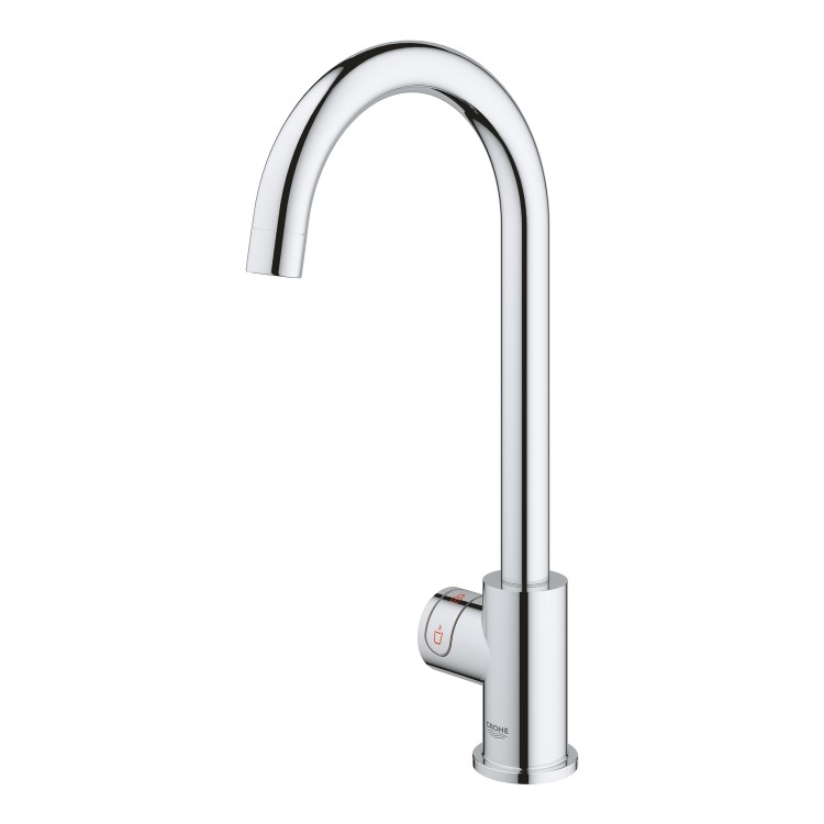 Grohe Chrome Grohe Red Mono Instant Boiling Water Tap Single Lever with M Size Boiler in Chrome