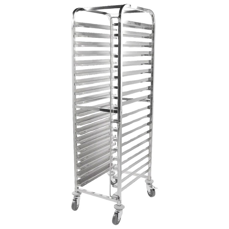 Hamoki 18 Tier Stainless Steel Clearing Racking Trolley For 1/1 GN Pans and 40cm x 60cm Trays