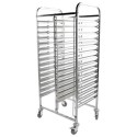301008 Hamoki Heavy Duty 30 Tier Double Row Stainless Steel Clearing Trolley, For 1/1 GN Pans