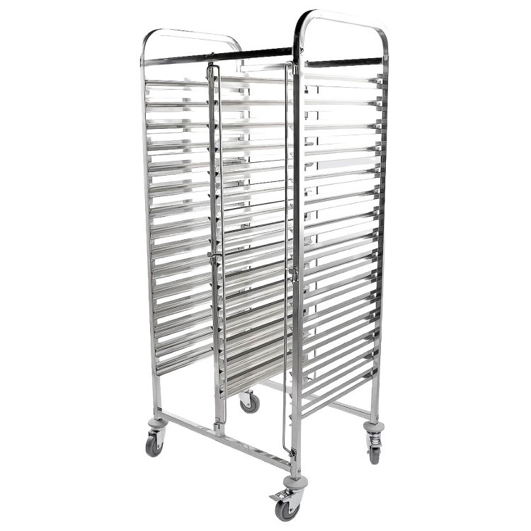 Hamoki 30 Tier - Double Row - Stainless Steel Clearing Racking Trolley For 1/1 GN Pans