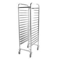 Hamoki 15 Tier Stainless Steel Catering Clearing - Racking Trolley For Baking Trays 40cm x 60cm