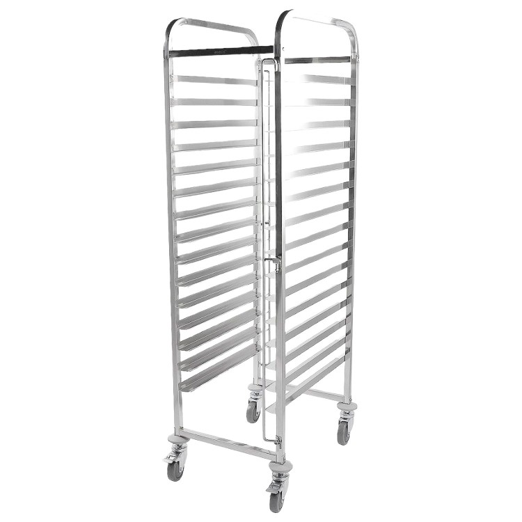 Hamoki 15 Tier Stainless Steel Catering Clearing - Racking Trolley For Baking Trays 40cm x 60cm
