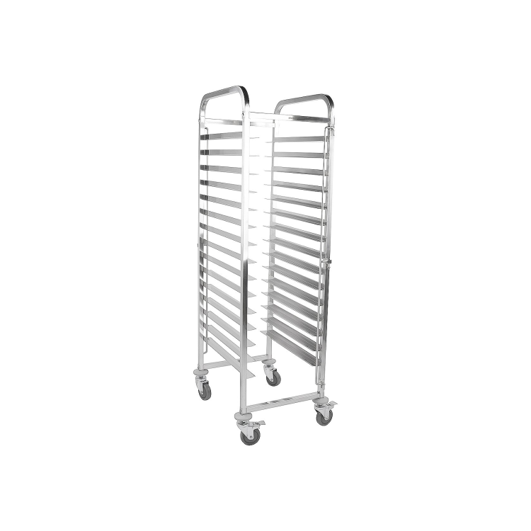 Hamoki 15 Tier Stainless Steel Catering Clearing - Racking Trolley For Baking Trays 40cm x 60cm