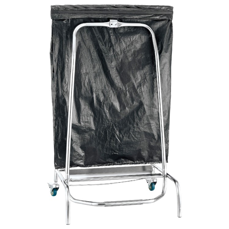 Hamoki WBH-701 Foot Pedal Operated 110ltr Commercial Waste Bag Holder Trolley With Rubber Clamp Closed Mouth and 2 Rear Castors