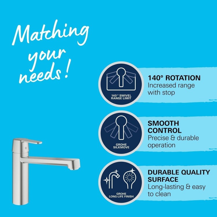 Grohe Get Single Lever Kitchen Mixer Tap - SuperSteel