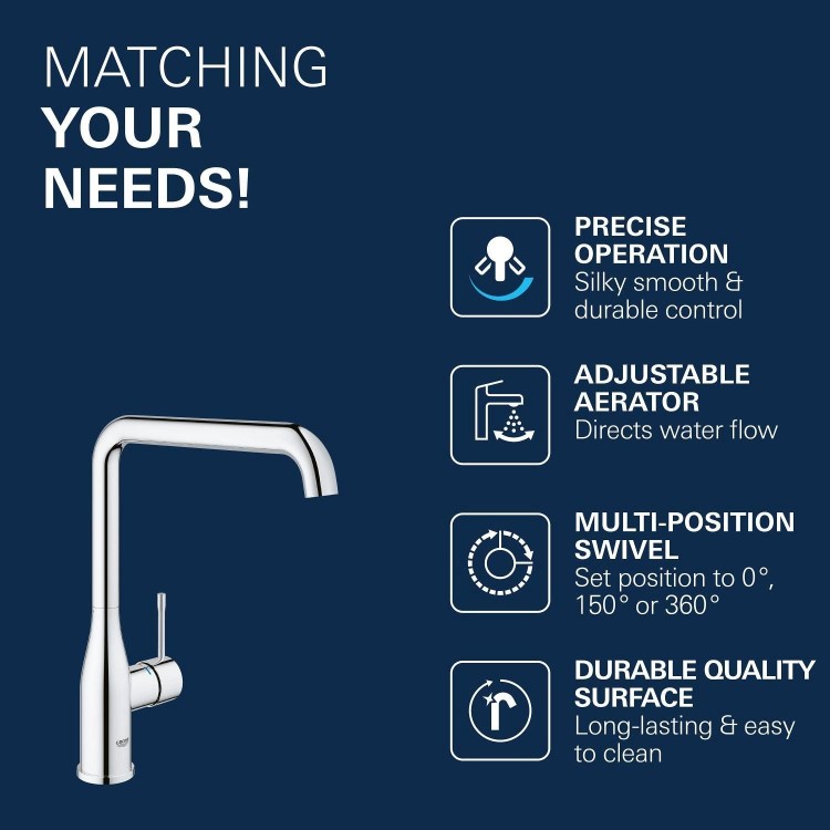 Grohe Essence Single Lever Kitchen Mixer Tap - Chrome