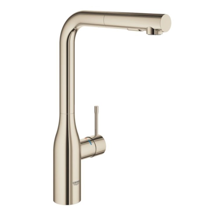 Essence Single Lever Pull Out Spray Kitchen Mixer Tap - Polished Nickel