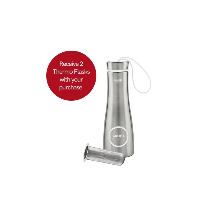 GRADE A1 - Grohe Chrome Red Mono B-Spout Single Lever Instant Boiling Water Tap with M Size Boiler