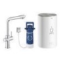 Grohe Red Duo Instant Boiling Water Tap Twin Lever with M Size Boiler in Chrome 