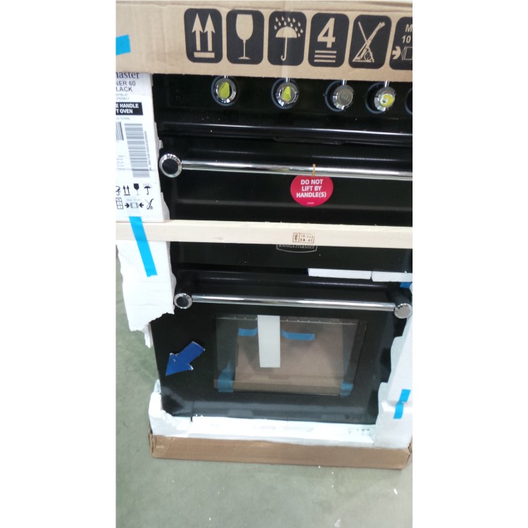 GRADE A2  - Rangemaster 10725 Kitchener 60cm Gas Cooker Black And Chrome
